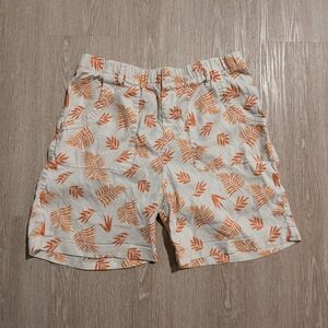 Soft Surroundings Shorts Women's Small Leaf Print Linen Blend
